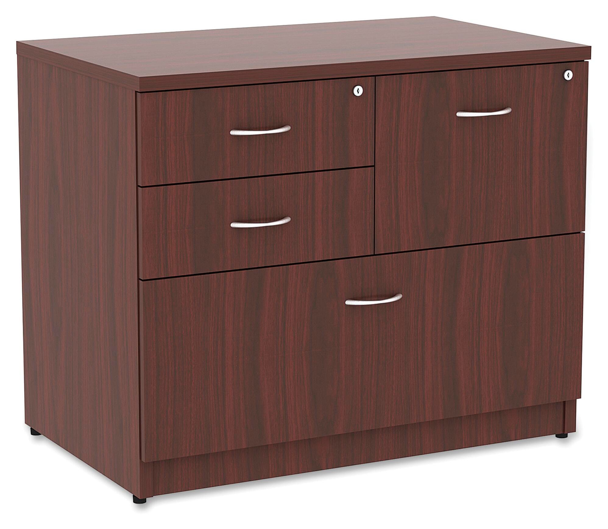 Lorell Essentials Laminate 4-Drawer Lateral File, 35-1/2 x 22 x 29-1/2 Inches, Mahogany 1565529